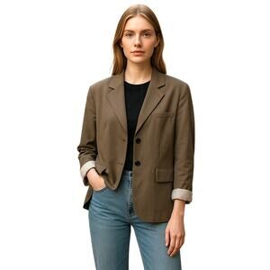 NWT Black Milk Oversized Blazer Brown Lined Contrasting Fold Over Cuff Womens S